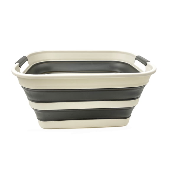 SAMMART 27L (7.1 Gallons) Collapsible Plastic Laundry Basket with Handle- Foldable Pop Up Storage Basket- Space Saving