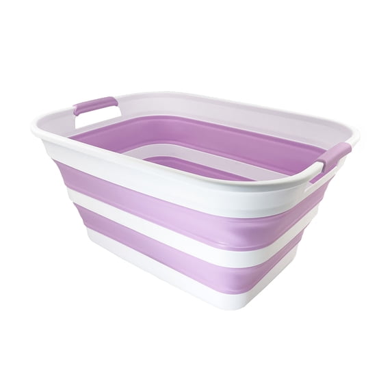 SAMMART 27L (7.1 Gallons) Collapsible Plastic Laundry Basket with Handle-Foldable Pop Up Storage Basket with handle