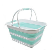 SAMMART 29L (7.6 Gallon) Collapsible Tub with Handle - Portable Outdoor Picnic Basket / Crater - Foldable Shopping Bag - Space Saving Storage Container