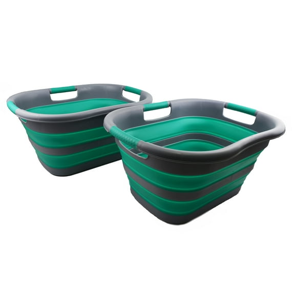 SAMMART 30L (7.9 gallon) Collapsible Plastic Laundry Basket - Foldable Pop Up Storage Container/Organizer - Portable Washing Tub - Space Saving Hamper/Basket