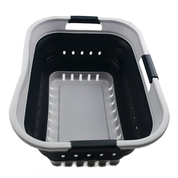 SAMMART 30L (8 gallon) Collapsible 3 Handled Plastic Laundry Basket - Foldable Pop Up Storage Container/Organizer - Portable Washing Tub - Space Saving Hamper/Basket