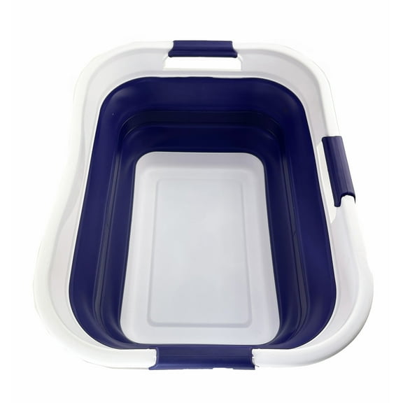 SAMMART 30L (8 gallons) Collapsible Plastic Laundry Washing Tub/Basket-Portable Pop Up Storage Container/Organizer-Foldable Laundry Hamper-Space Saving