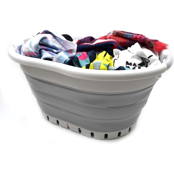 SAMMART 36L (9.5 gallons) Collapsible Plastic 3 Handled Laundry Basket-Foldable Laundry Hamper-Storage Container/Organizer-Pop Up Saving