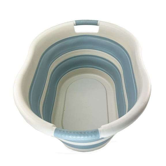 SAMMART 36L (9.5Gallons) Collapsible Plastic Laundry Basket - Oval Tub/Basket - Foldable Storage Container/Organizer - Portable Washing Tub - Space Saving Laundry Hamper