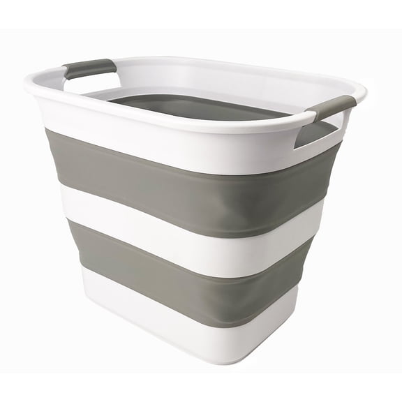 SAMMART 40L (10.5 Gallon) Collapsible Plastic Laundry Basket - Foldable Pop Up Storage Container/Organizer - Portable Laundry Hamper - Space Saving Washing Tub