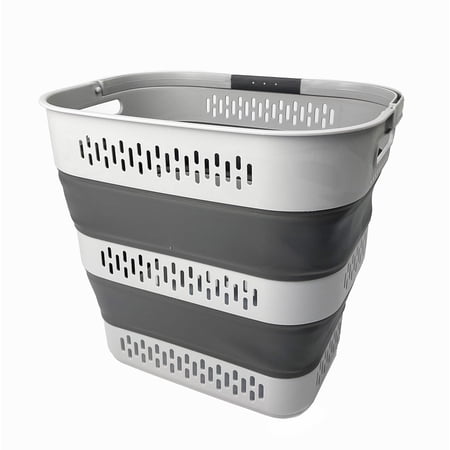 SAMMART 40L (10.5 Gallon) Collapsible Plastic Laundry Basket with Handles - Foldable Pop Up Storage Container/Organizer - Portable Laundry Hamper - Space Saving