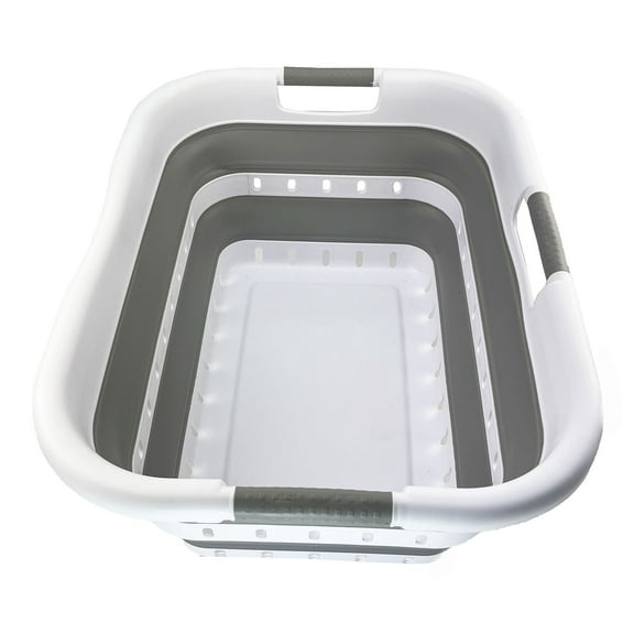 SAMMART 41L (10.8 Gallons) Collapsible 3 Handled Plastic Laundry Basket - Foldable Pop Up Storage Container/Organizer