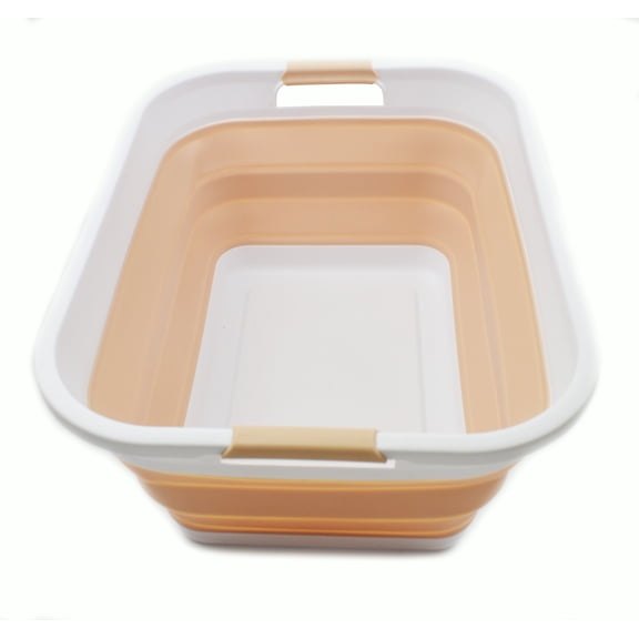 SAMMART 41L (10.8 gallon) Collapsible Plastic Laundry Basket - Foldable Pop Up Storage Container/Organizer - Portable Washing Tub - Water capacity: 32L (8.4 gallon) (Rectangular)