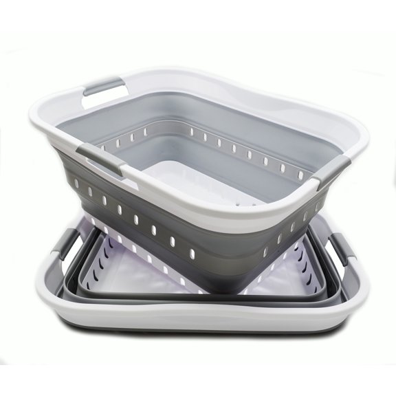 SAMMART 42L (11 Gallon) Collapsible Plastic Laundry Basket - Foldable Pop Up Storage Container/Organizer - Portable Basket - Space Saving Hamper/Basket