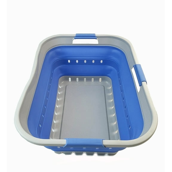 SAMMART 42L (11 gallon) Collapsible Plastic Laundry Basket - Foldable Pop Up Storage Container/Organizer - Space Saving Hamper/Basket