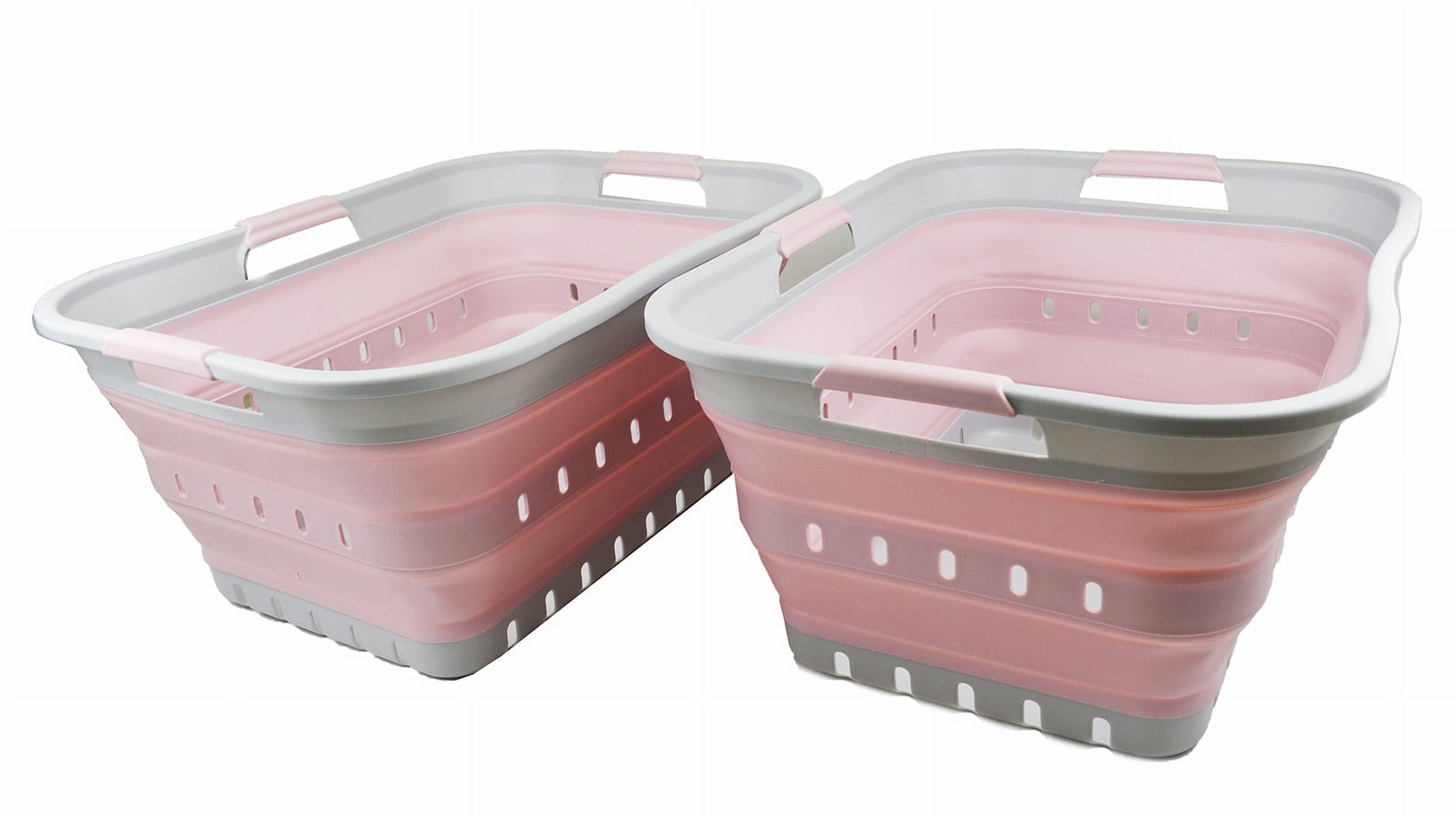 SAMMART 42L(11 gallons) Collapsible Plastic Laundry Basket - Foldable Pop Up Storage Container/Organizer - Portable Laundry Hamper- Space Saving Outdoor