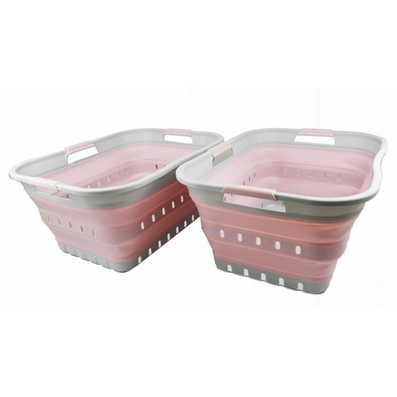 SAMMART 42L(11 gallons) Collapsible Plastic Laundry Basket - Foldable Pop Up Storage Container/Organizer - Portable Laundry Hamper- Space Saving Outdoor