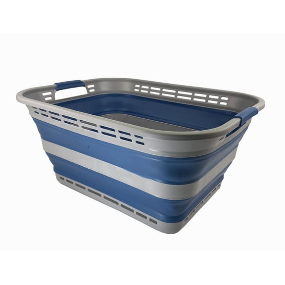 SAMMART 42L (11 gallons) Collapsible Plastic Laundry Basket - Portable Pop Up Storage Container/Organizer - Portable Hamper - Space Saving Easy Storage