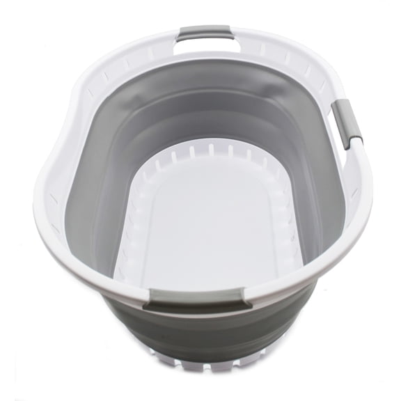 SAMMART 44L Collapsible Plastic Laundry Basket - Foldable Pop Up Storage Container/Organizer - Space Saving Hamper/Basket