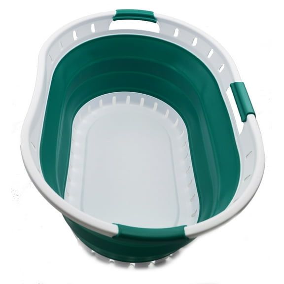 SAMMART 44L Collapsible Plastic Laundry Basket - Foldable Pop Up Storage Container / Organizer - Space Saving Hamper / Basket