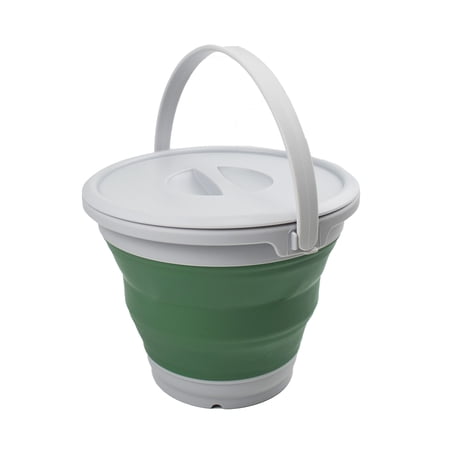 SAMMART 5.5L (1.4 Gallon) Collapsible Plastic Bucket with Lid - Foldable Round Tub with Lid - Portable Fishing Water Pail - Space Saving Outdoor Waterpot