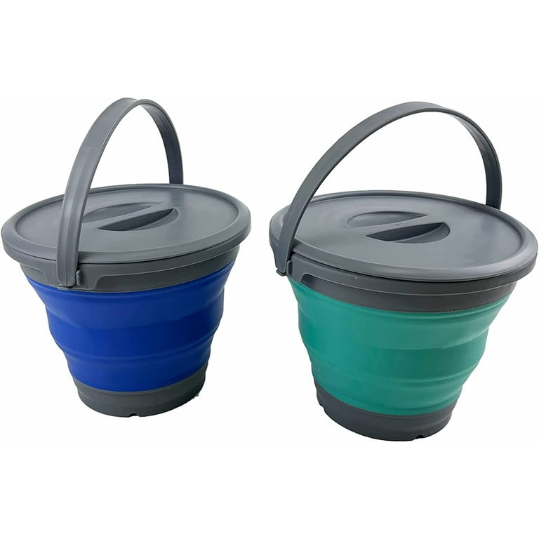 SAMMART 5.5L (1.4 Gallon) Collapsible Plastic Bucket with Lid - Foldable  Round Tub with Lid - Portable Fishing Water Pail - Space Saving Outdoor