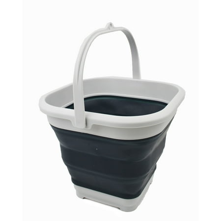 SAMMART 5.5L (1.4 Gallon) Collapsible Square Handy Bucket / Foldable SquareWater Pail / Portable Tub with Handle