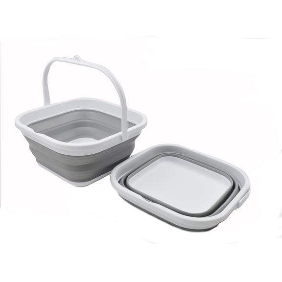 SAMMART 5.5L (1.4 Gallon) Collapsible Square Handy Bucket/Foldable SquareWater Pail/Portable Tub with Handle