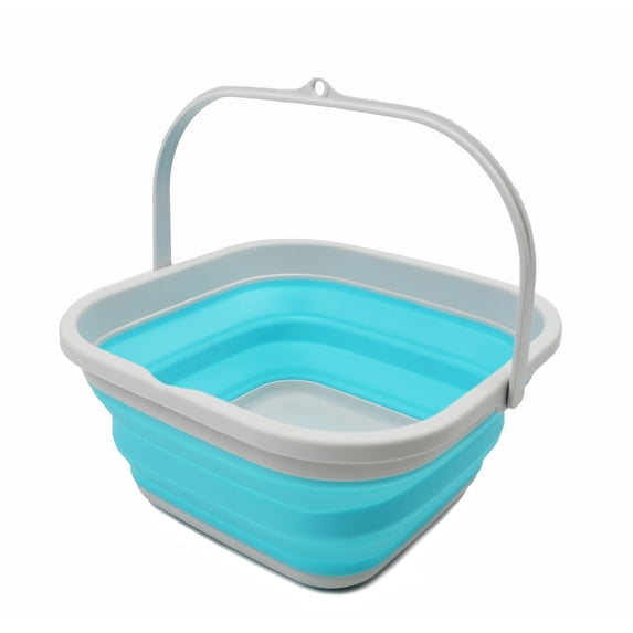 SAMMART 5.5L (1.4 Gallon) Collapsible Square Handy Bucket / Foldable SquareWater Pail / Portable Tub with Handle