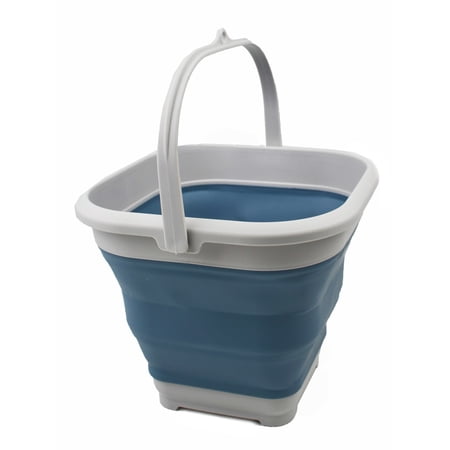 SAMMART 5.5L (1.4 Gallon) Collapsible Square Handy Bucket / Foldable SquareWater Pail / Portable Tub with Handle