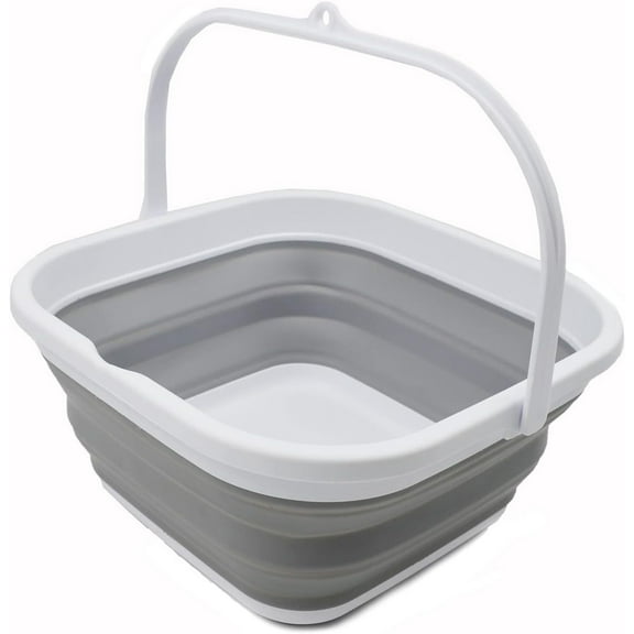 SAMMART 5.5L (1.4 Gallon) Collapsible Square Handy Bucket / Foldable SquareWater Pail / Portable Tub with Handle