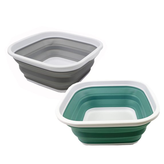 SAMMART 5.5L (1.4 gallons) Collapsible Plastic Washing Tub - Portable Washing Basin - Foldable Tub - Easy Storage Space Saving Kitchen Washtub