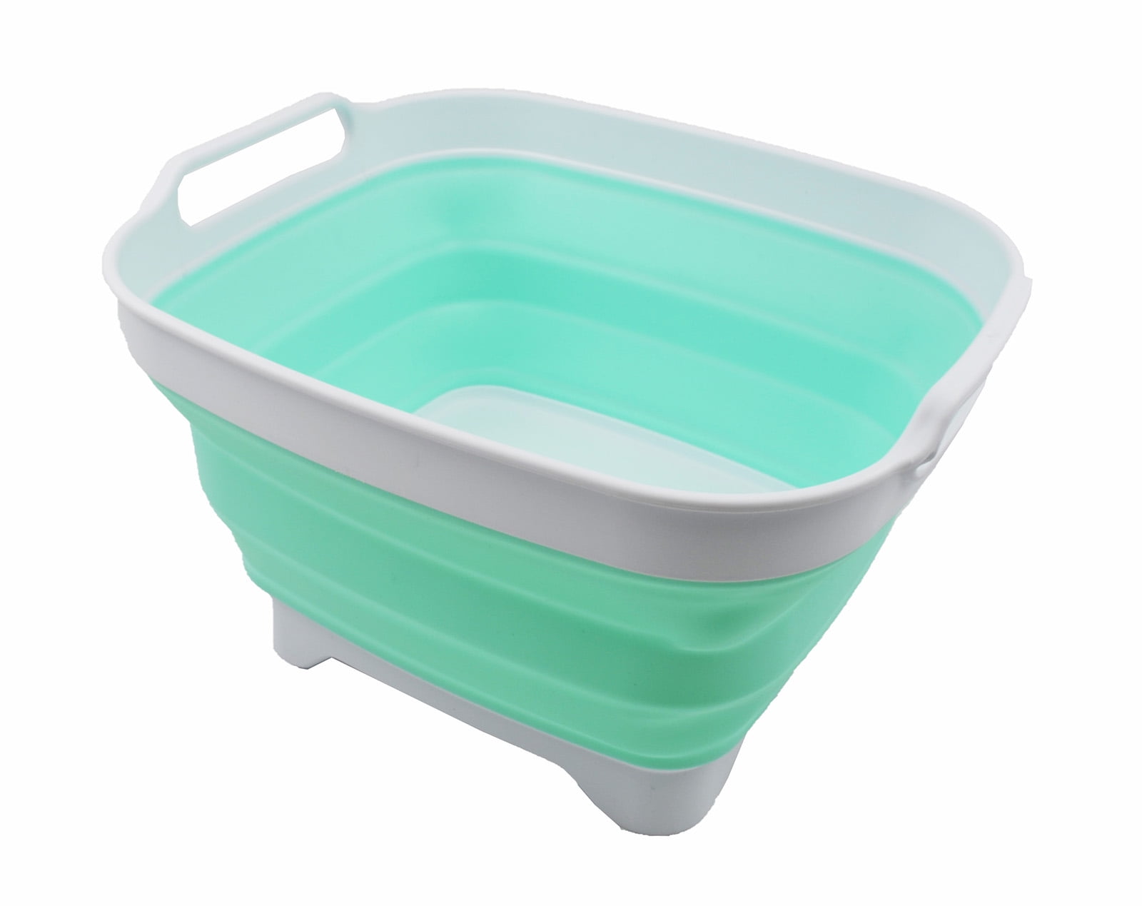 SAMMART 10L (2.6 Gallons) Collapsible Plastic Dishpan With Draining Plug