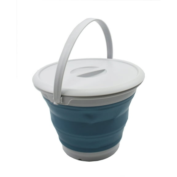 SAMMART 8.5L (2.2 Gallon) Collapsible Plastic Bucket with Lid - Foldable Round Tub with Lid - Portable Fishing Water Pail - Space Saving Outdoor Waterpot. Size 31cm Dia