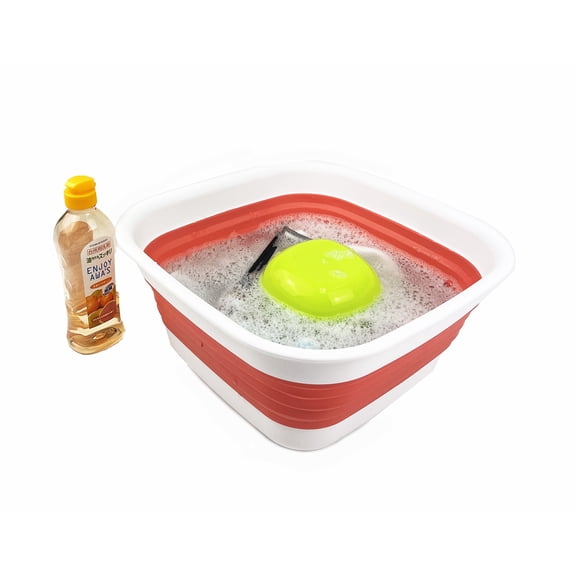 SAMMART 8L (2.1 Gallon) Collapsible Tub - Foldable Dish Tub - Portable Washing Basin - Space Saving Plastic Washtub