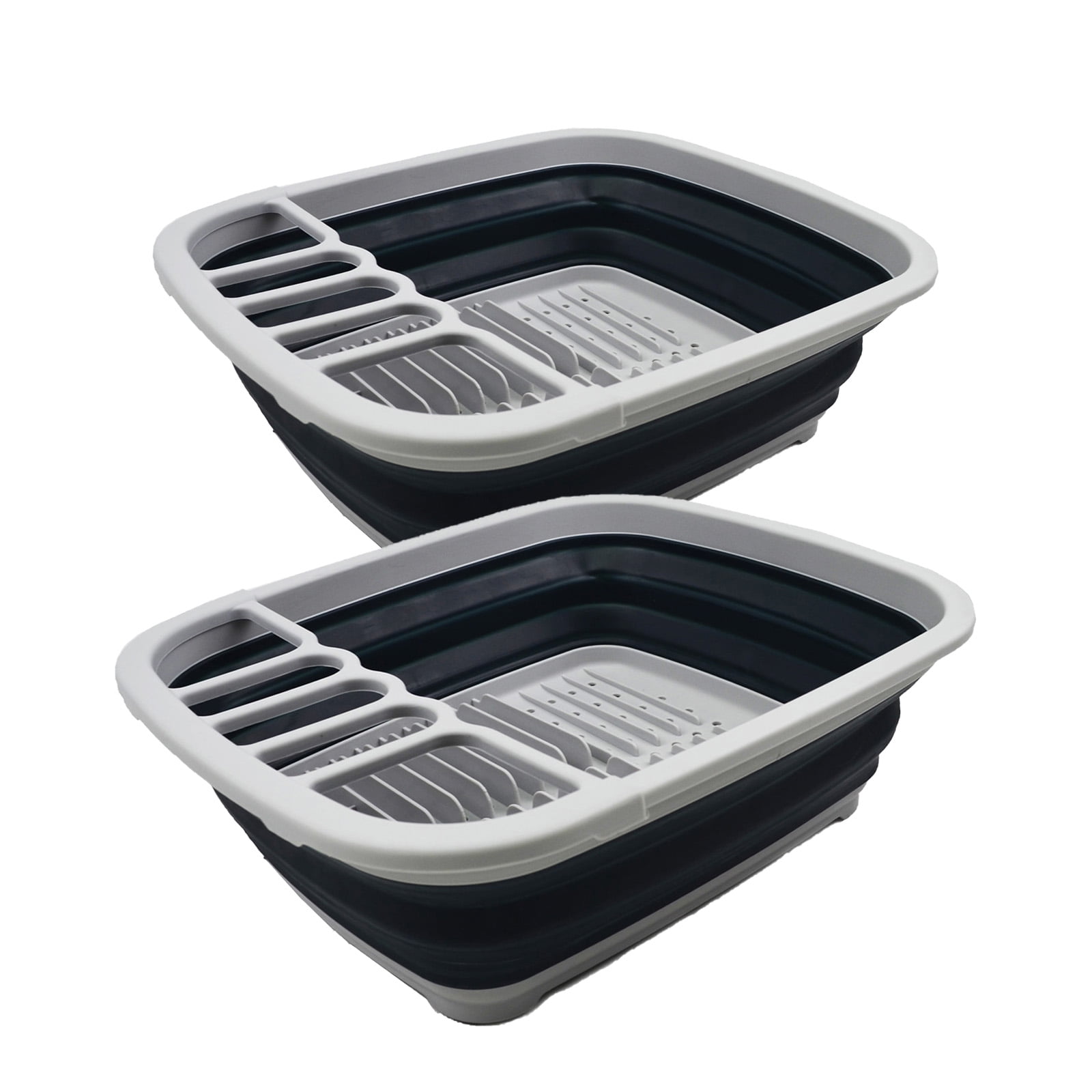 SAMMART 8L (2.11Gallons) Collapsible Dish Drainer - Foldable Drying Rack - Portable Dinnerware Organizer - Space Saving (Grey/Slate Grey
