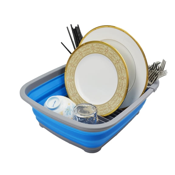 SAMMART 8L (2.11Gallons) Collapsible Dish Drainer - Foldable Drying Rack - Portable Dinnerware Organizer - Space Saving