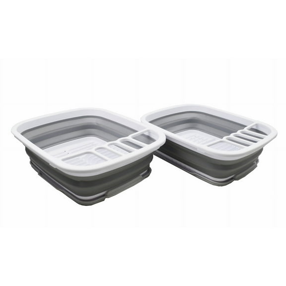 SAMMART 8L (2.11Gallons) Collapsible Plastic Dish Drainer with Drainer Board - Foldable Drying Rack Set - Portable Dinnerware Organizer - Space Saving Kitchen Storage Tray