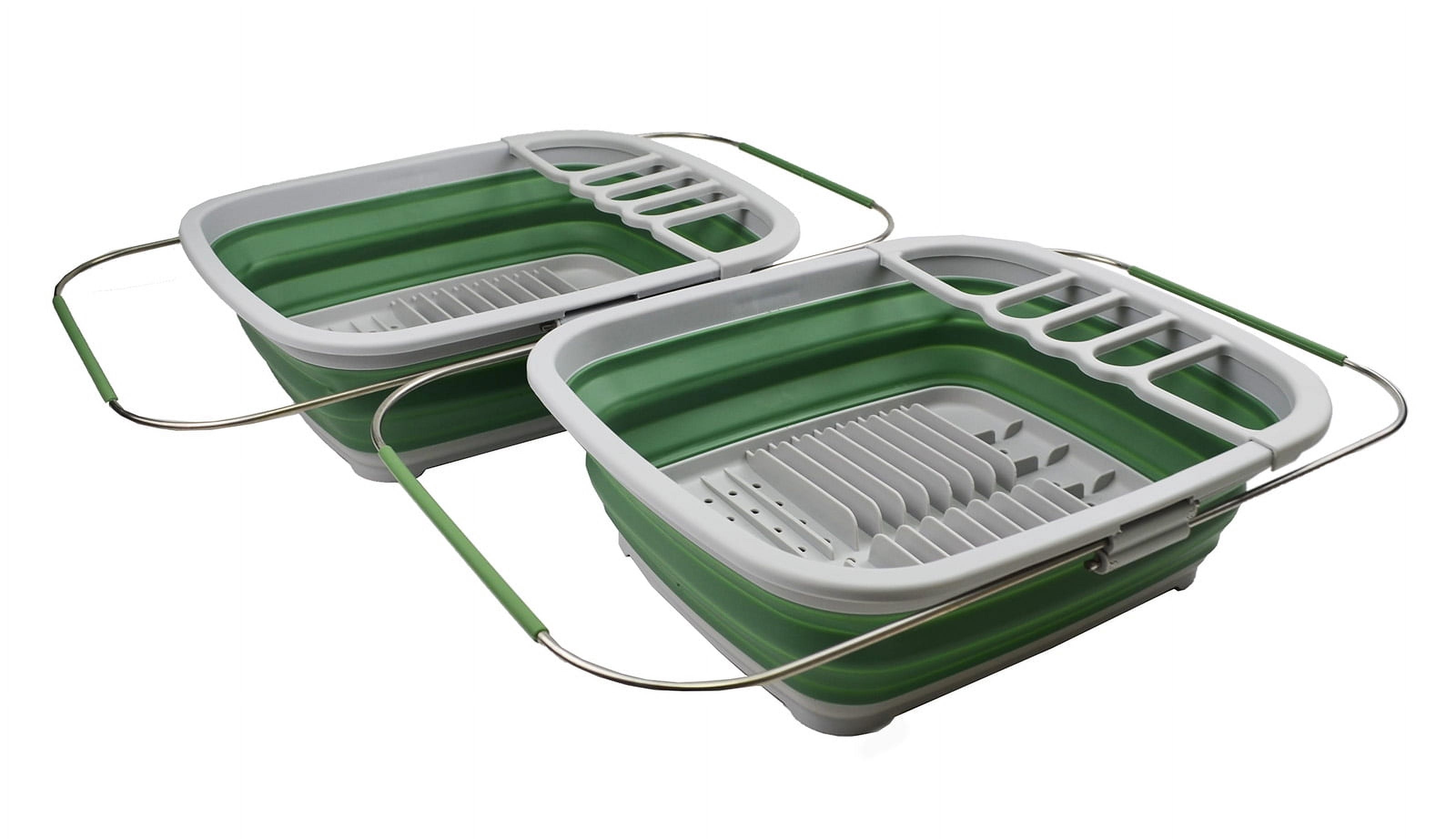 SAMMART 8L (2.11Gallons) Expandable Collapsible Dish Drainer - Foldable Drying Rack - Portable Dinnerware Organizer - Space Saving Kitchen Storage Tray