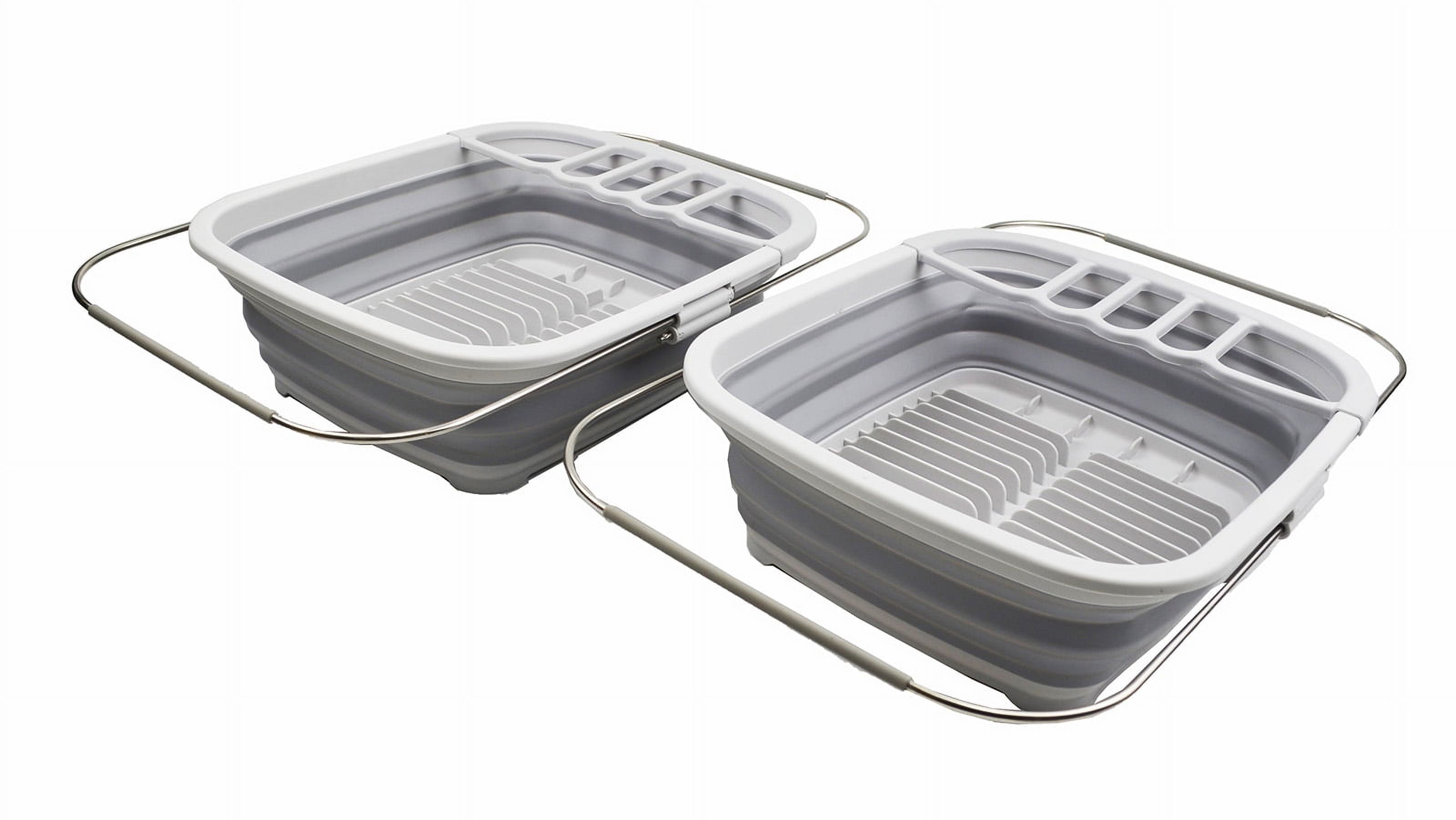 SAMMART 8L (2.11Gallons) Expandable Collapsible Plastic Dish Drainer - Foldable Drying Rack - Portable Dinnerware Organizer - Space Saving Kitchen Storage Tray