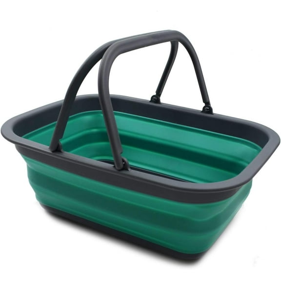 SAMMART SAMMART 9.2L (2.37Gallon) Collapsible Tub with Handle - Portable Outdoor Picnic Basket / Crater - Foldable Shopping Bag - Space Saving Storage Container