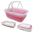 thumbnail image 1 of SAMMART 9.2L (2.37Gallon) Collapsible Tub with Handle - Portable Outdoor Picnic Basket/Crater - Foldable Shopping Bag - Space Saving Storage Container (1, White/Pink), 1 of 2
