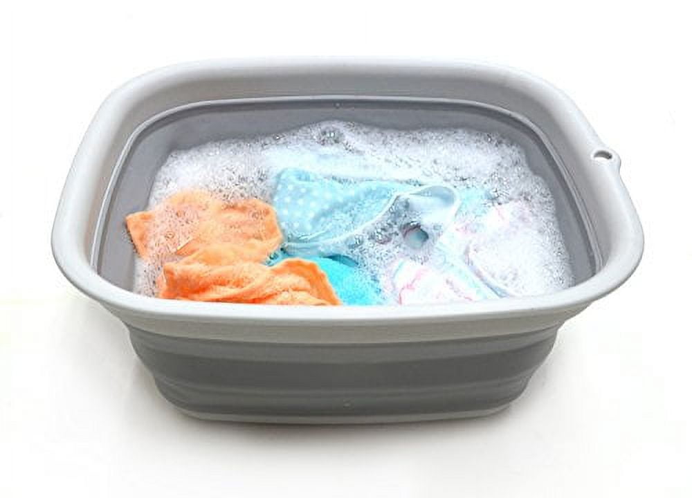 SAMMART Medium Gray Collapsible Plastic Dish Tub