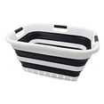 thumbnail image 1 of SAMMART Collapsible 3 Handled Plastic Laundry Basket - Foldable Pop Up Storage Container/Organizer - Portable Washing Tub - Space Saving Hamper/Basket (3 Handled Rectangular, Black), 1 of 2