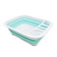 thumbnail image 1 of SAMMART Collapsible Dish Drainer - Foldable Drying Rack Set - Portable Dinnerware Organizer - Space Saving (1, White/Lake Green, 1 of 6