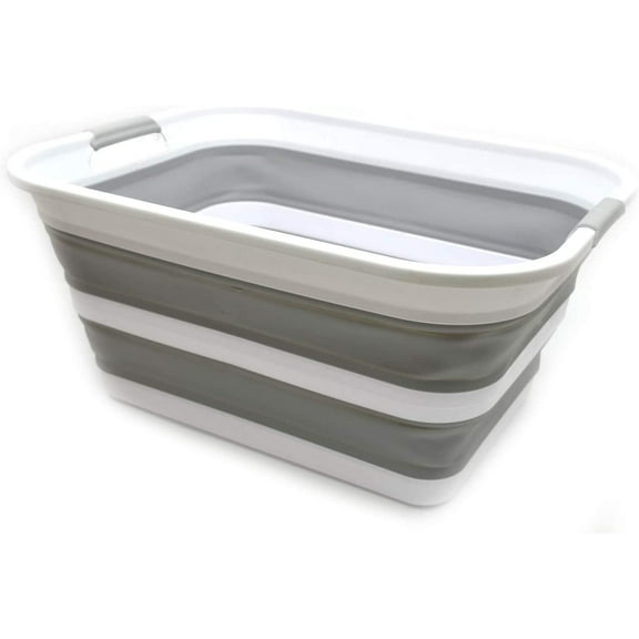 SAMMART Collapsible Plastic Laundry Basket - Foldable Pop Up Storage Container / Organizer - Portable Washing Tub - Space Saving Hamper / Basket