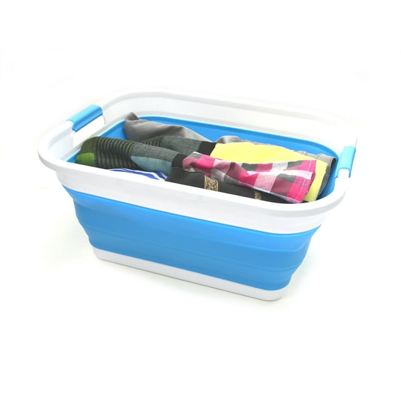 SAMMART Collapsible Plastic Laundry Basket - Foldable Pop Up Storage Container / Organizer - Portable Washing Tub - Space Saving Hamper / Basket