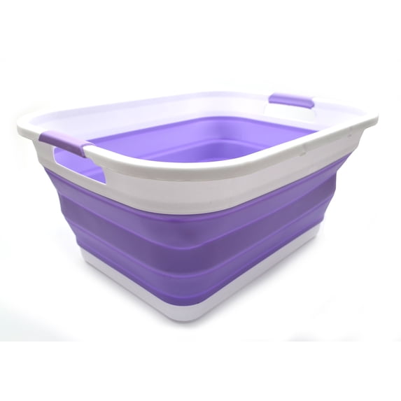 SAMMART Collapsible Plastic Laundry Basket - Foldable Pop Up Storage Container/Organizer - Portable Washing Tub - Space Saving Hamper/Basket
