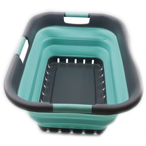 SAMMART Collapsible Plastic Laundry Basket - Foldable Pop Up Storage Container/Organizer - Portable Washing Tub - Space Saving Hamper/Basket