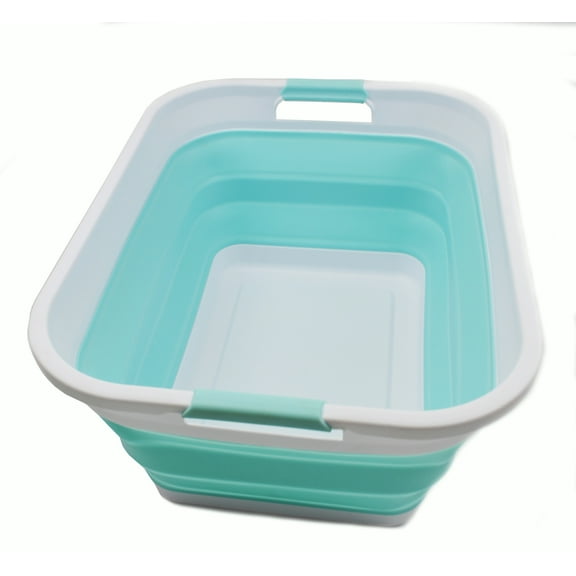 SAMMART Collapsible Plastic Laundry Basket - Foldable Pop Up Storage Container/Organizer - Portable Washing Tub - Space Saving Hamper/Basket