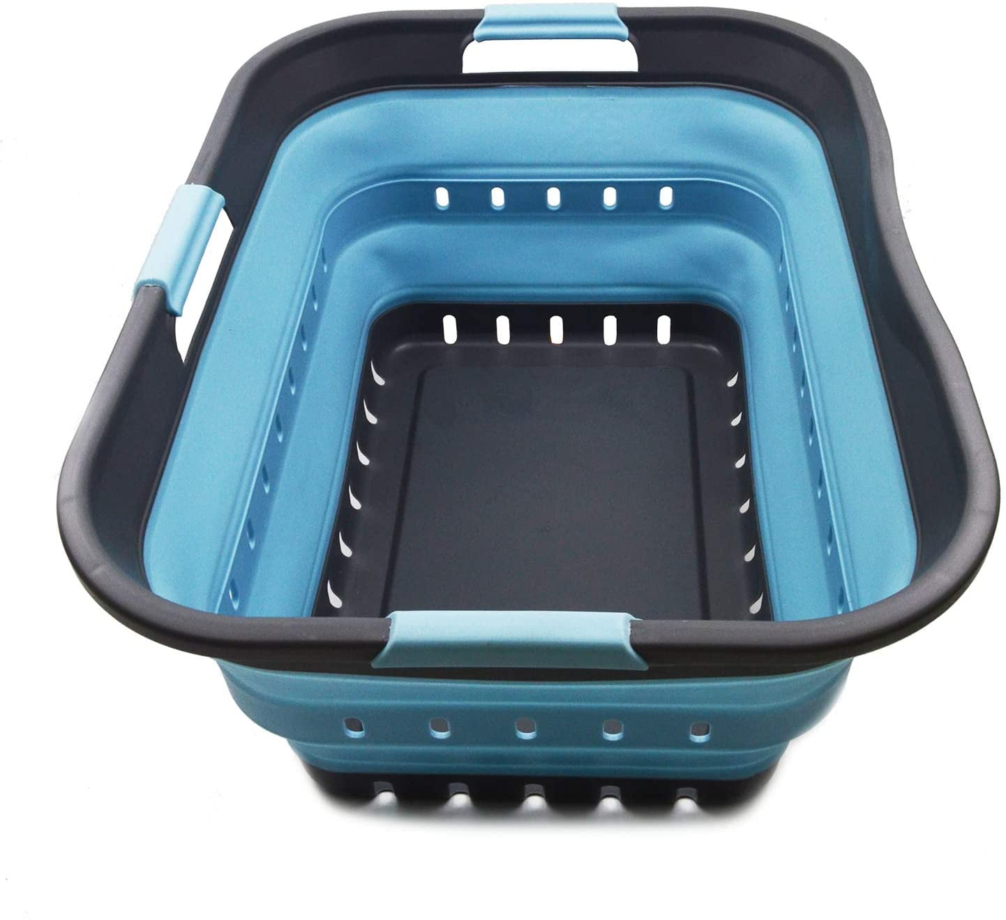 Grey and Sea Angel Collapsible Plastic Laundry Basket with Handles