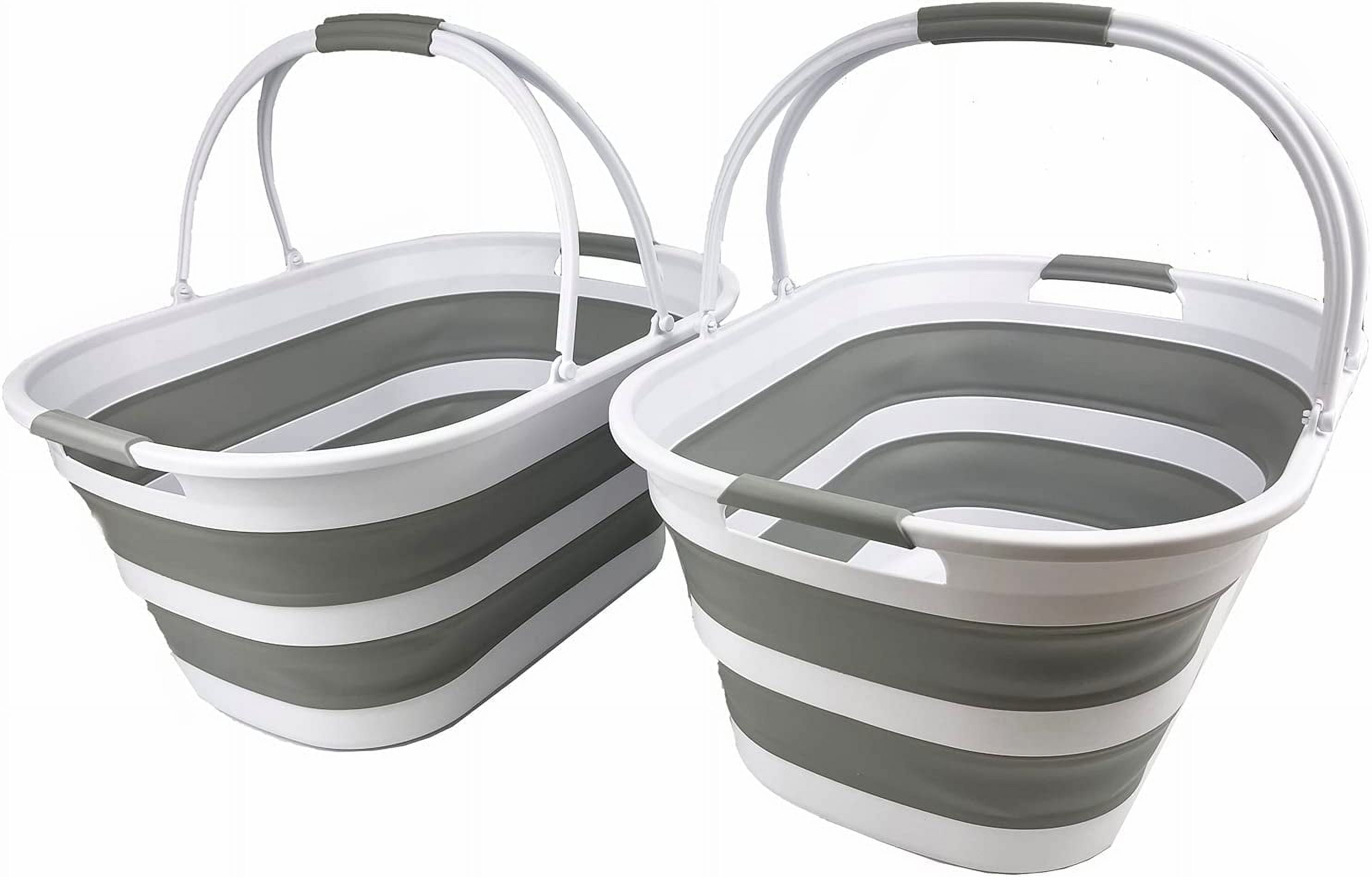 SAMMART Collapsible Laundry Basket - Square Foldable Storage Tub, Space-Saving Hamper For Laundry, Pet Bath, Or Organizing (Grey, 31L Capacity)
