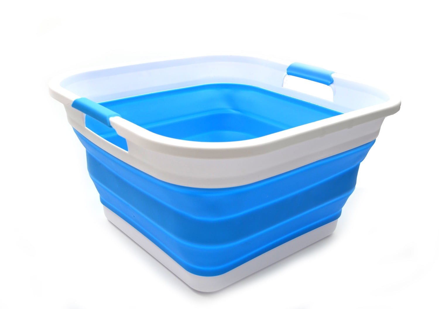 SAMMART Collapsible Plastic Laundry Basket - Square Tub / Basket - Foldable Storage Container / Organizer - Portable Washing Tub - Space Saving Laundry Hamper