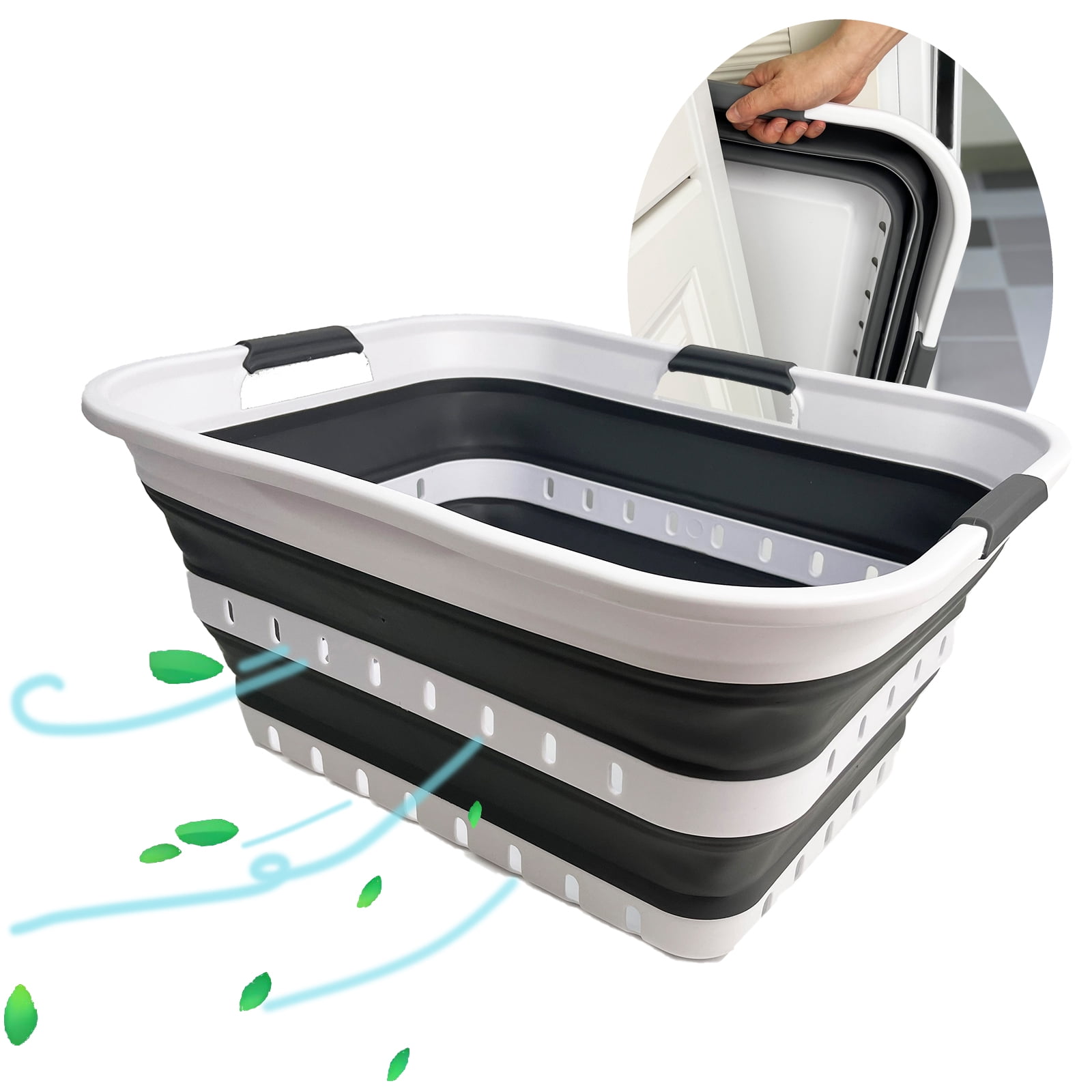 Collapsible Rectangular Case SAMMART Collapsible Plastic Rectangular Laundry Basket - Foldable Pop ...
