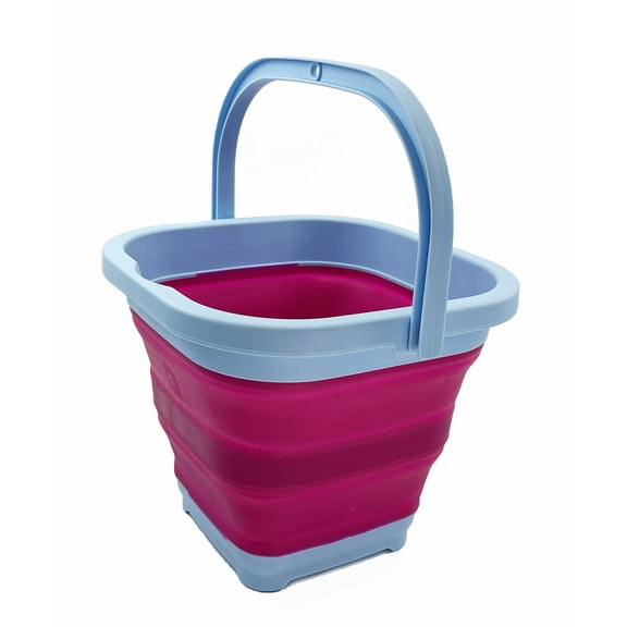 SAMMART Collapsible Rectangular Cleaning Bucket 5L (1.3 Gallon)- Foldable Camping Beach Sand Water Pot Pail- Portable Space Saving Tub for Household, Outdoor Car Washing